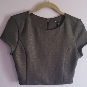 Express grey shimmer crop top